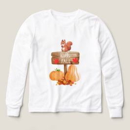 Camiseta Esquilo num sinal com abóboras e folhas