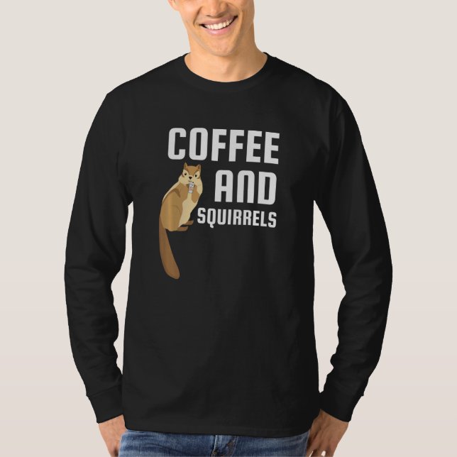 Camiseta Esquilo Para Masculinas Café E Esquilos (Frente)