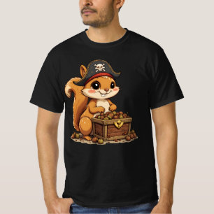 Camiseta Esquilo Pirata com Tesouro de Bolotas Engraçado Fo