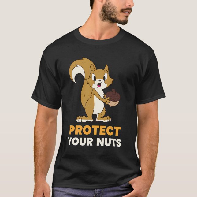 Camiseta Esquilo Proteja o seu Loucos com Comida de esquilo (Frente)