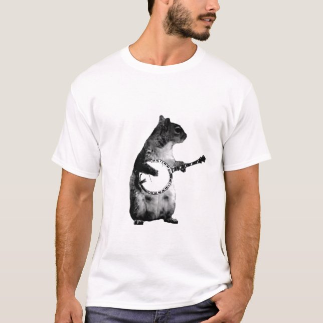 Camiseta esquilo que joga um banjo (Frente)