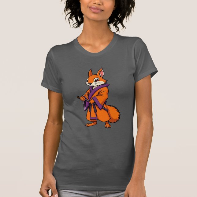 Camiseta Esquilo Samurai Japonês Bonito (Frente)