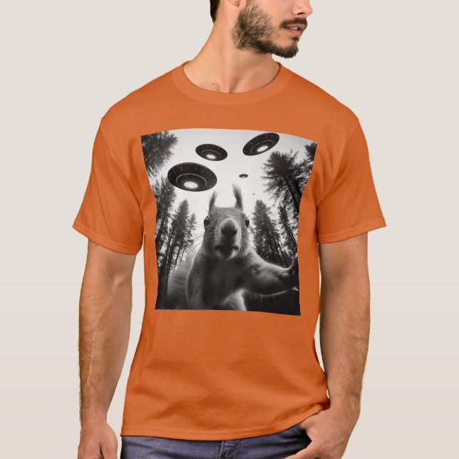 Camiseta Esquilo Sie com presentes engraçados de OVNI Alien (Frente)