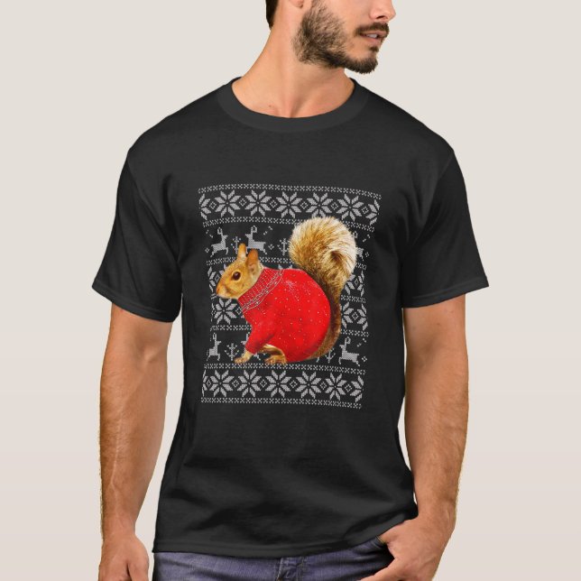 Camiseta Esquilo Ugly Doce Esquilo de Natal Engraçado Lov (Frente)