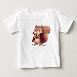 Camiseta Esquilo Vampiro Fofo com Cape de Halloween de Bolo