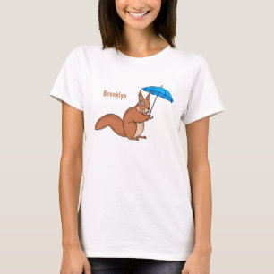 Camiseta Esquilo vermelho bonito com desenho animado