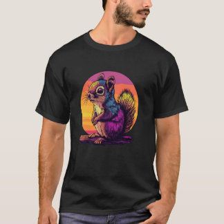 Camiseta Esquilo Vibrante em Cores do Pôr do Sol