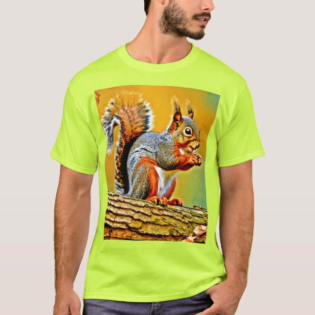 Camiseta Esquilo Vintage na Natureza (Frente)