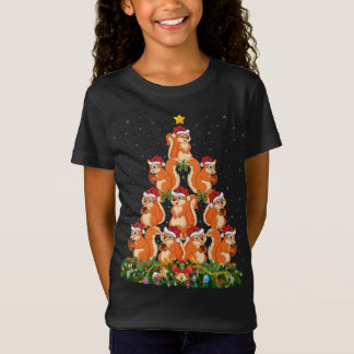 Camiseta Esquilo Xmas Tree Gift Santa Hat, Natal