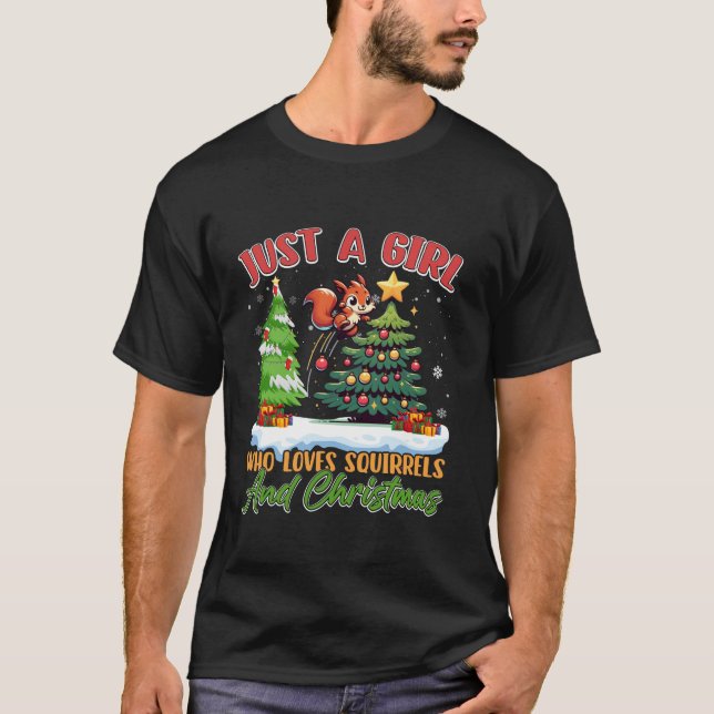 Camiseta Esquilos Acorn Apenas Uma Árvore De Luzes De Natal (Frente)