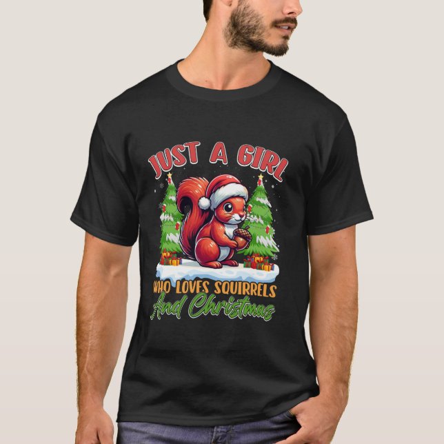 Camiseta Esquilos Acorn Apenas Uma Garota Santa Hat Lights  (Frente)