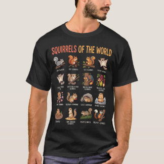 Camiseta Esquilos Do Mundo Gráfico De Espécies Educacional