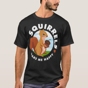 Camiseta Esquilos Me Fazem Feliz Engraçada Pássaros Roedore