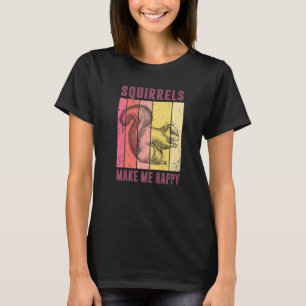 Camiseta Esquilos Me Fazem Feliz Esquilo Vintage Gráfico