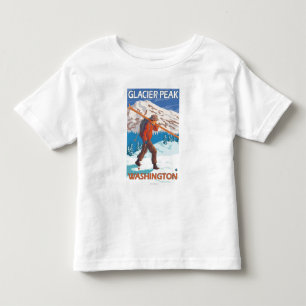 Camiseta Esquis da neve do carregando do esquiador - pico