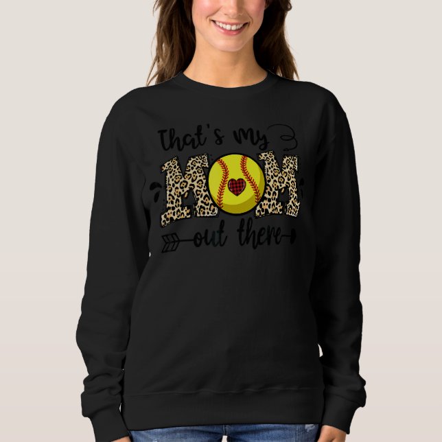 Camiseta Essa é minha mãe lá fora Leopard Softball Mãe Moth (Frente)