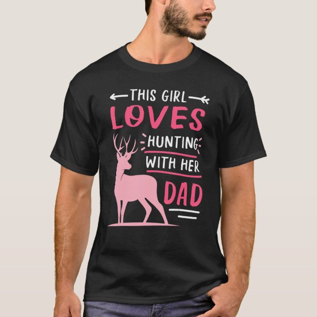 Camiseta Essa Garota Adora Caça Com Seu Pai, Cute Deer Hun (Frente)