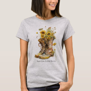 Camiseta Essa Garota Ama Botas Girassóis & Botas Feminino