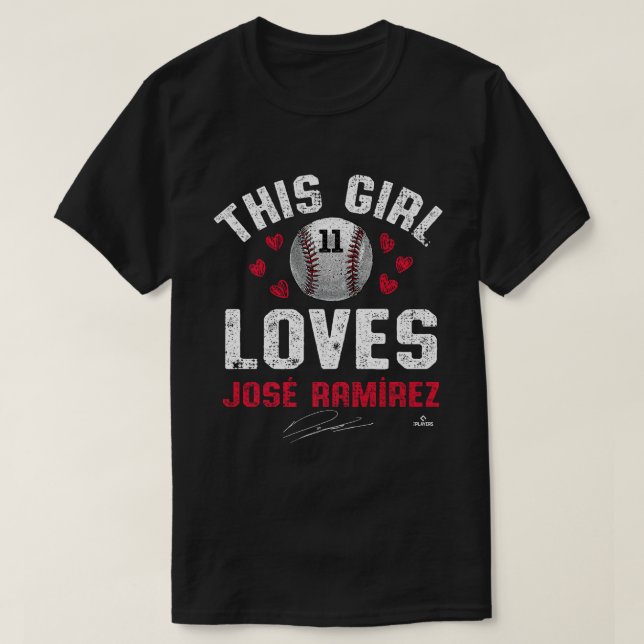 Camiseta Essa garota ama Jose Ramirez Cleveland MLBPA (Frente do Design)
