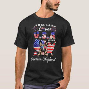 Camiseta Essa Garota Ama Os EUA E Seu Cachorro 4 De Julho P