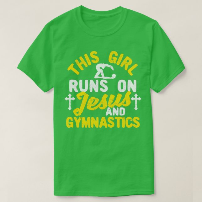 Camiseta Essa garota corre em Jesus e ginástica 5 (Frente do Design)