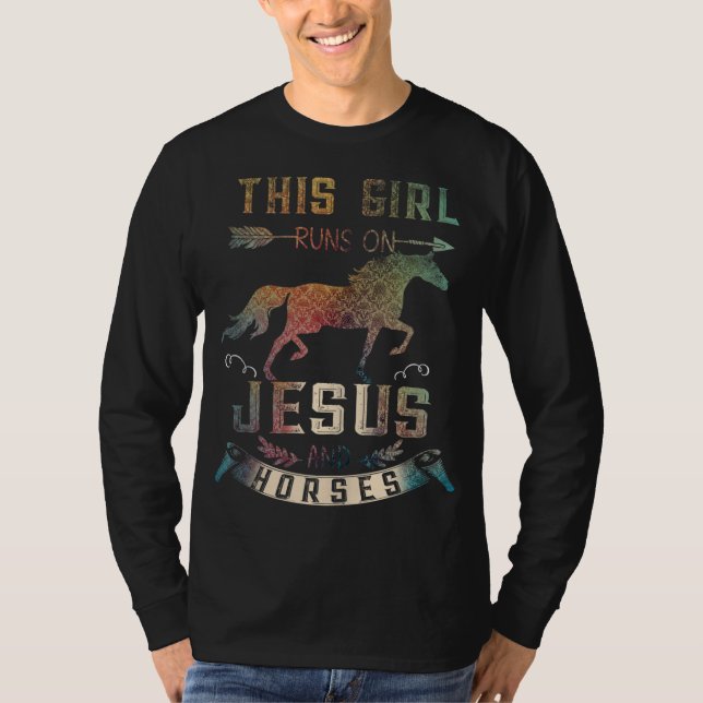 Camiseta Essa Garota Funciona Com Jesus E Cavalos, Mulheres (Frente)