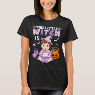 Camiseta Essa pequena bruxa faz 1 ano de idade no halloween