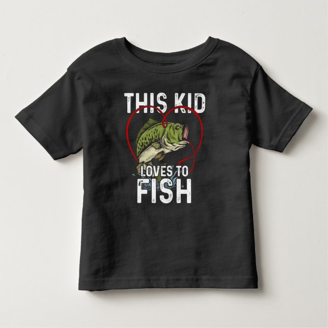 Camiseta Esse garoto adora pescar crianças pescando pescado (Frente)