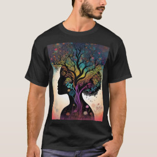 Camiseta **"Essência da Terra: Mãe Natureza Senhora Abstrat