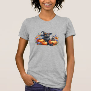 Camiseta essencial de Halloween Gato Rato Abóboras