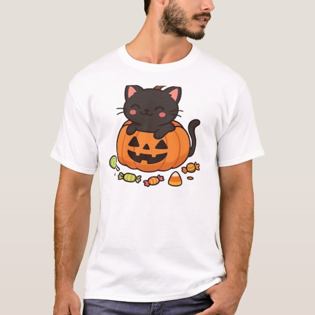 Camiseta essencial Desfile de Gatinho Abóbora (Frente)