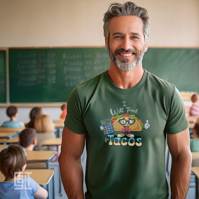 Camiseta Essential I will Teach for Tacos Math Teacher Male (Criador carregado)