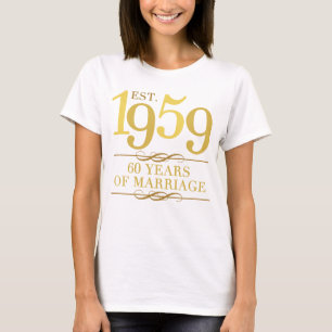 Camiseta Est. 1959 60º Aniversário de Casamento