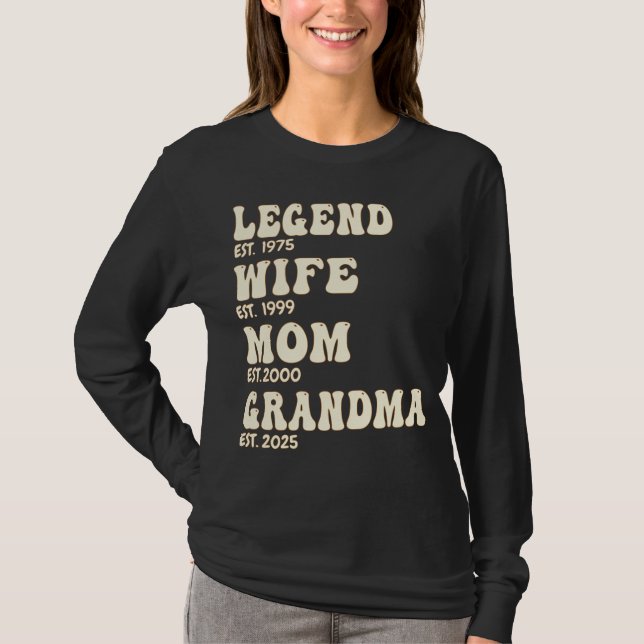 Camiseta Est Personalizado. Esposa de Lenda Anos Mãe Vovó G (Frente)