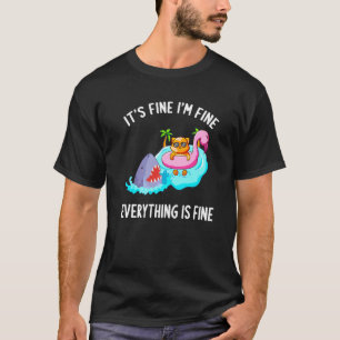 Camiseta Está Bem Estou Bem Tudo Está Bem Gato Flamingo