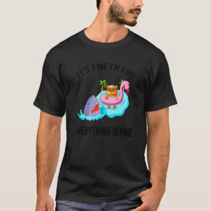 Camiseta Está Bem Estou Bem Tudo Está Bem Gato Flamingo