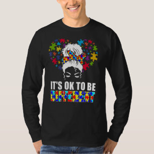 Camiseta Está bem ser diferente a consciência do autismo mã