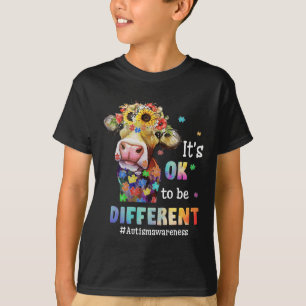 Camiseta Está bem ser diferente de Quebra-cabeça de Vaca de