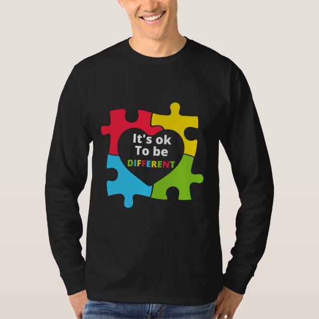 Camiseta Está Bem Ser Diferente Do Autismo Do Quebra-cabeça (Frente)