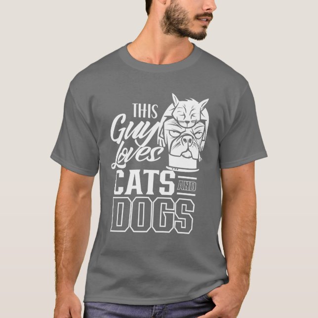 Camiseta Esta Cara Adora Gatos E Cachorros Gato Amigo Do Ca (Frente)