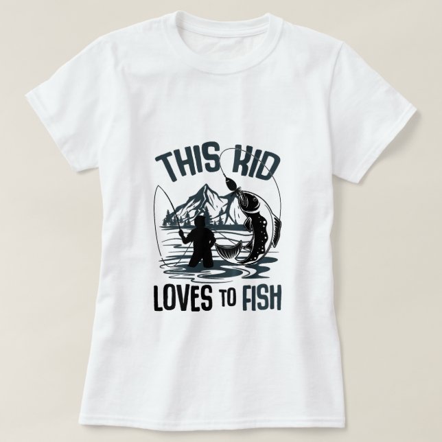 Camiseta Esta Criança Adora Pescar Garotos De Pesca (Frente do Design)