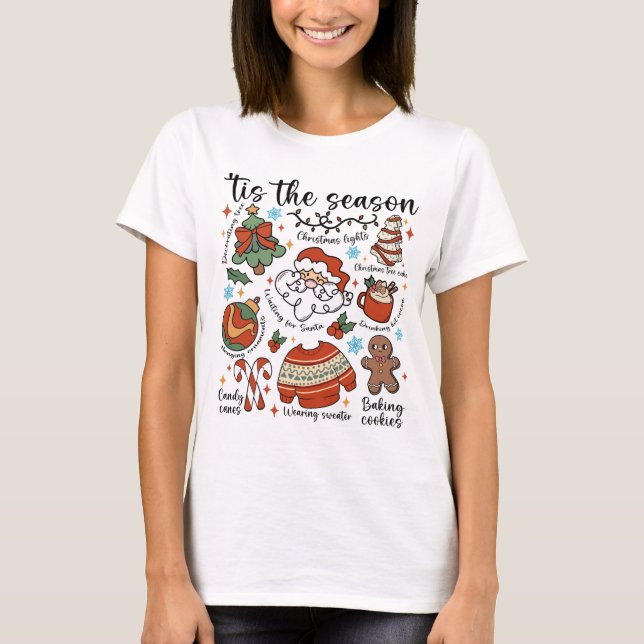 Camiseta Esta é a época das Papais noeis de Natal, cacau e  (Frente)