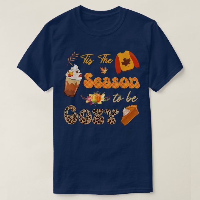 Camiseta Esta É A Época De Ser Cozy Leopard Pumpkins Spice  (Frente do Design)