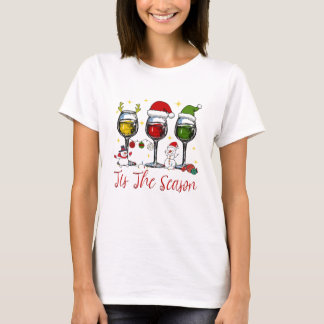 Camiseta Esta É A Época Do Bebendo De Vinho De Natal