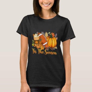 Camiseta Esta É A Época Pumpkin Leaf Latte Fall Graças