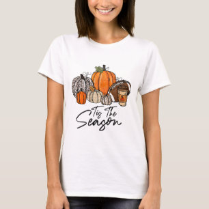 Camiseta Esta É A Época Pumpkin Leaf Latte Fall Graças