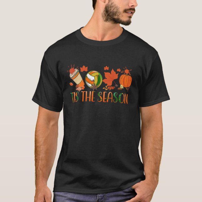 Camiseta Esta É A Época Pumpkin Leaf Latte Fall Voleibol (Frente)
