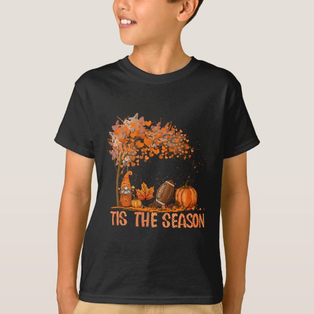 Camiseta Esta É A Época Pumpkin Spice Futebol Fall Folhas (Frente)