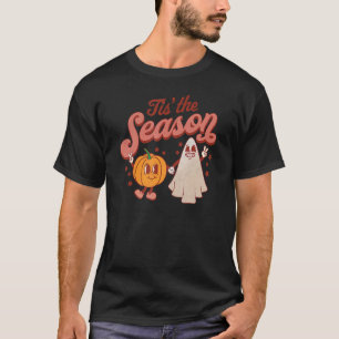 Camiseta Esta é a estação Pumpkin Boo 60s 70s Hippie Hallow