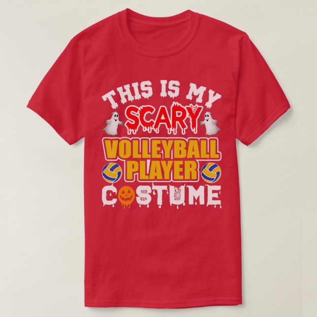 Camiseta Esta é a minha fantasia assustadora do Voleibol (Frente do Design)